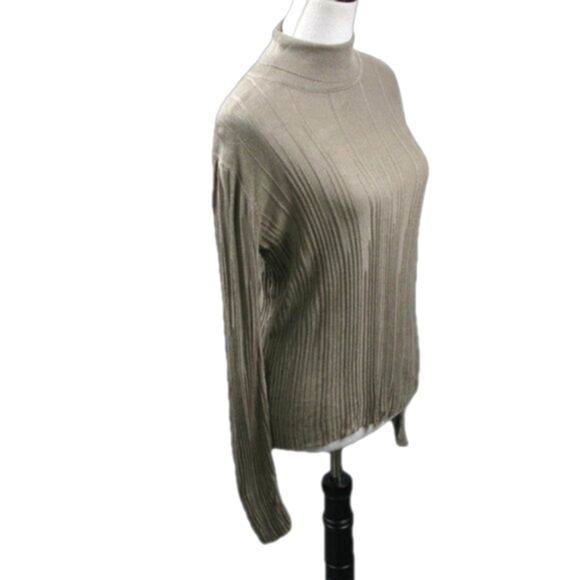 Cable & Gauge Tan 100% Silk Textured Turtleneck Size XL - Picture 5 of 6